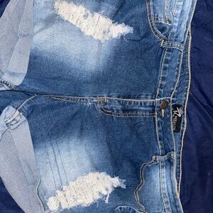 Blue Distressed Denim Shorts